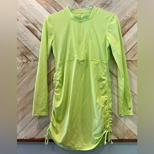 Athleta Womens Neon Green Long Sleeve Athletic Cinch Dress Size M